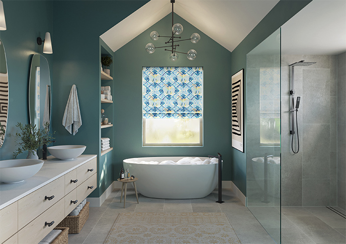 Faded Glamour, China Blue White - Roman Blind - Image 8